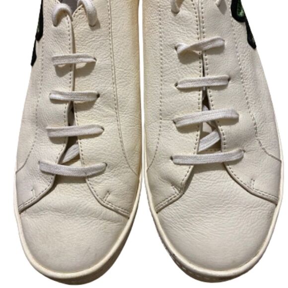 JOIE WOMEN’s CREAM LACE-UP PEBBLED LEATHER SNEAKERS w/ FLOWER APPLIQUE Size-8.5 - Picture 3 of 10